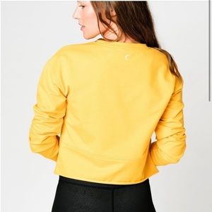 Zyia Active Mustard Cutoff Crewneck Sweatshirt size Large NWT